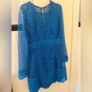 Anthropologie blue lace mini dress